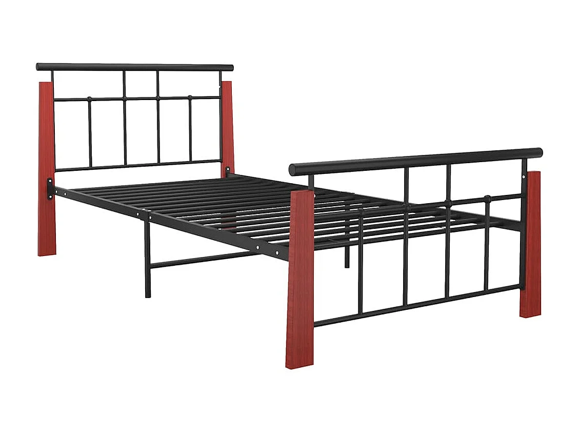 Bedframe metaal en massief eikenhout 100x200 cm