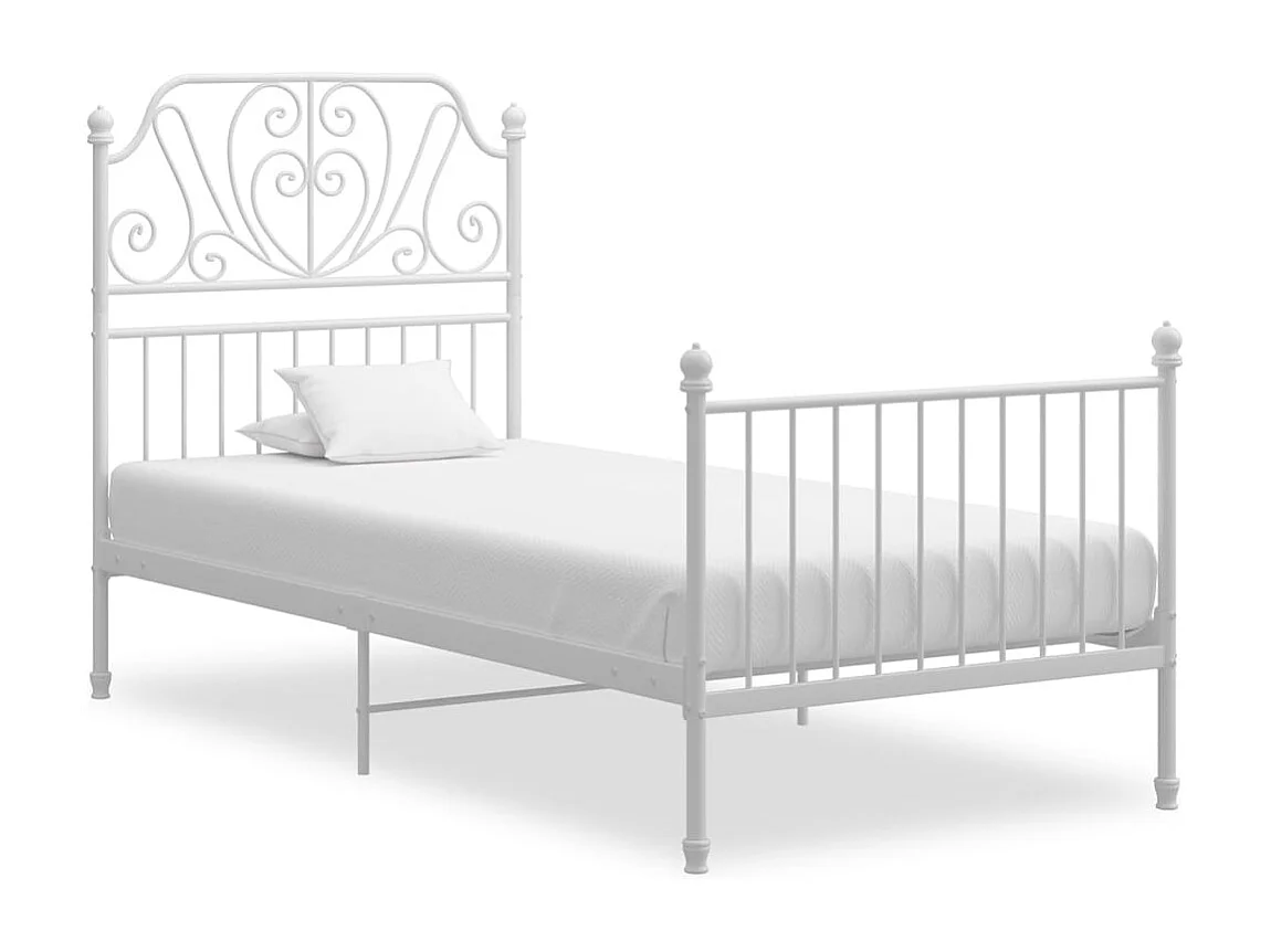Cadre de lit sans matelas blanc métal 90x200 cm