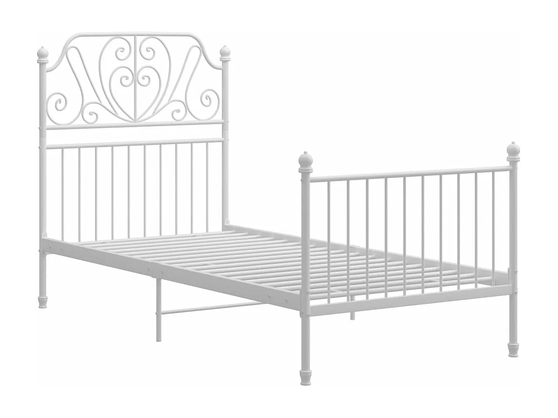Cadre de lit sans matelas blanc métal 90x200 cm