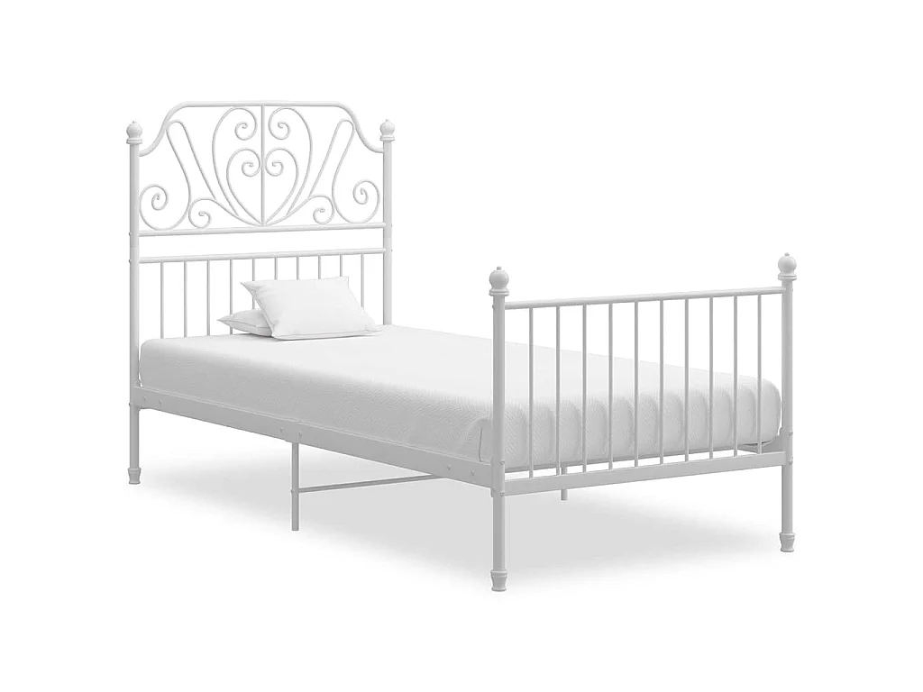 Cadre de lit sans matelas blanc métal 90x200 cm