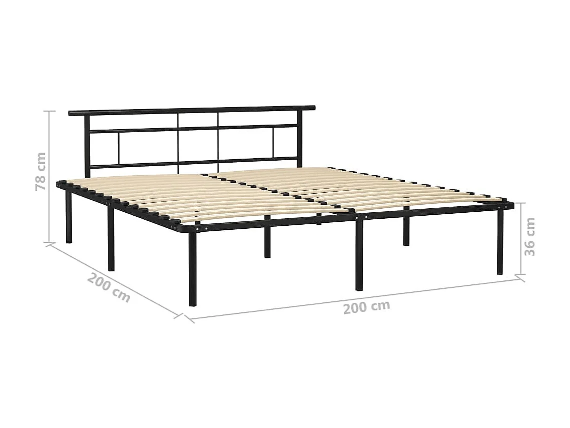 Bedframe metaal zwart 200x200 cm