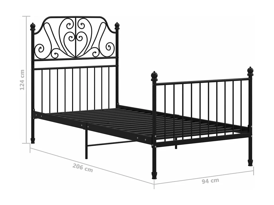 Bettgestell Schwarz Metall 90x200 cm