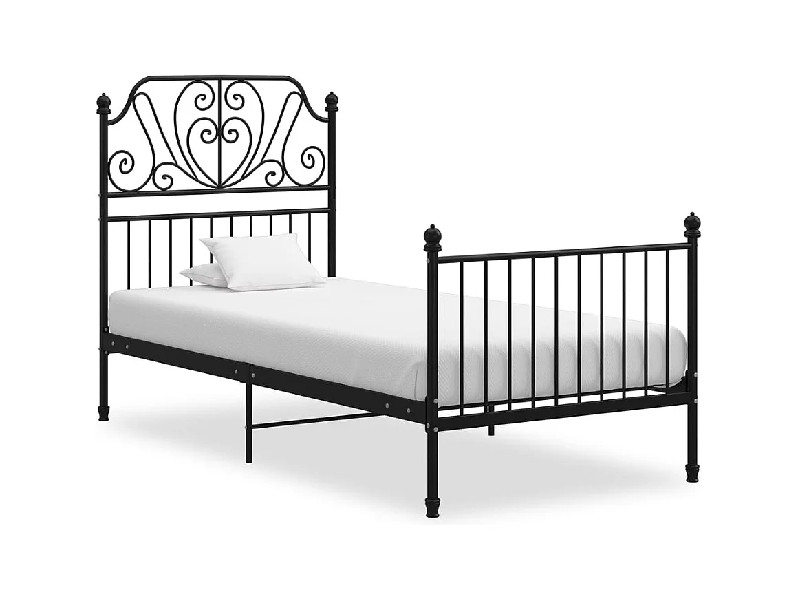 Cadre de lit sans matelas noir métal 90x200 cm