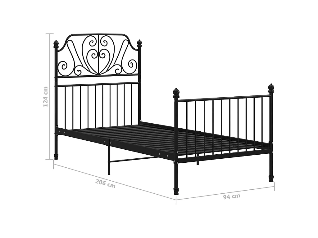 Estrutura de cama 90x200 cm metal preto
