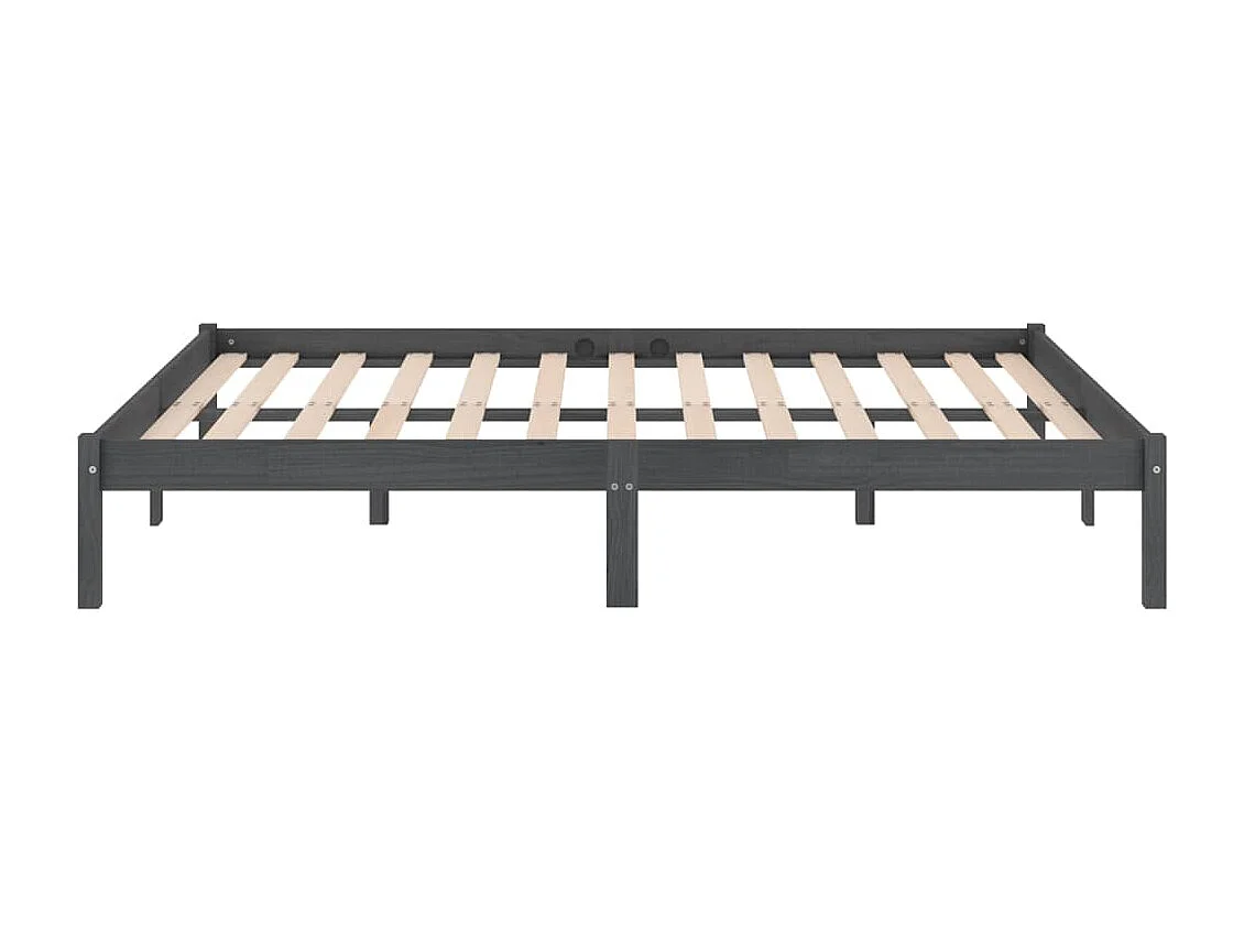 Cadre de lit sans matelas gris bois massif