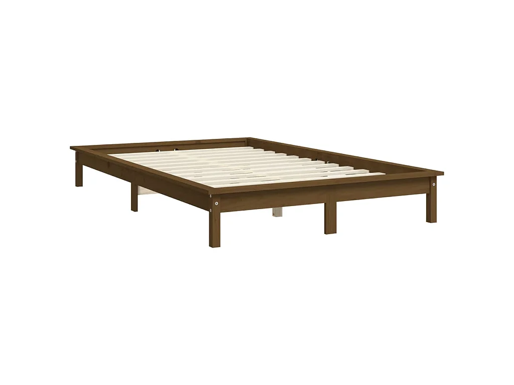 Cadre de lit sans matelas marron miel bois massif