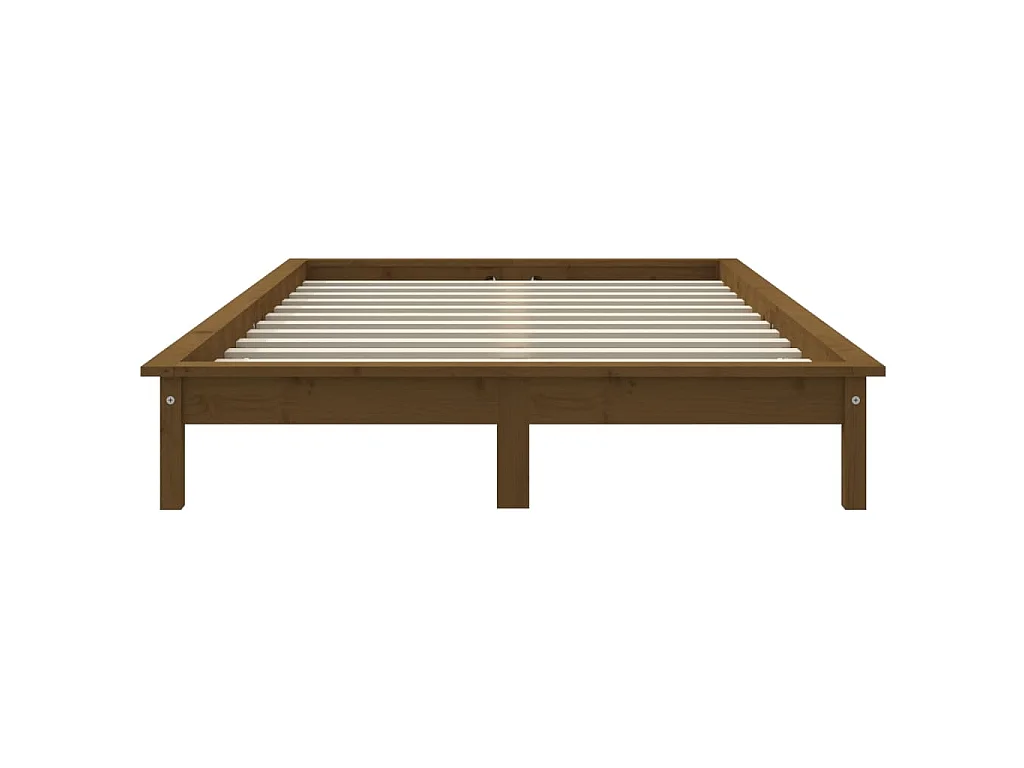 Cadre de lit sans matelas marron miel bois massif