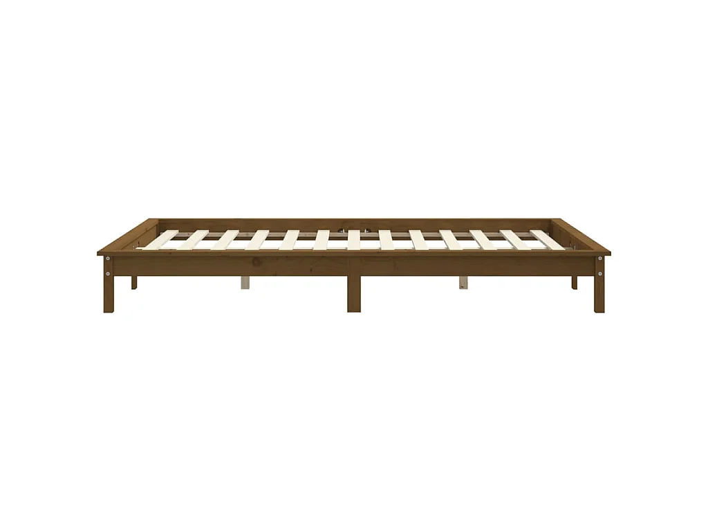 Cadre de lit sans matelas marron miel bois massif