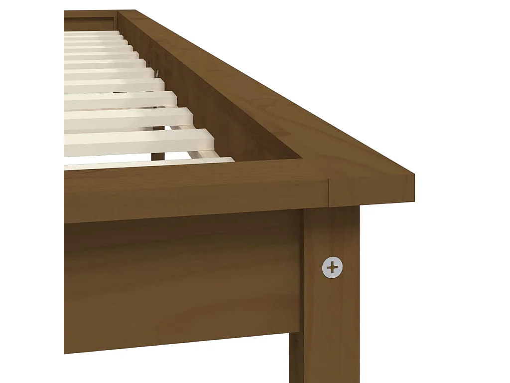 Cadre de lit sans matelas marron miel bois massif