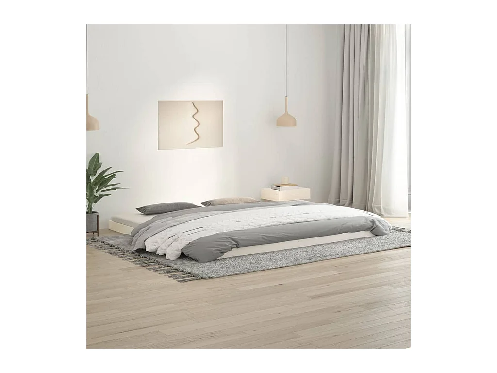 Cadre de lit sans matelas blanc 200x200 cm bois massif de pin