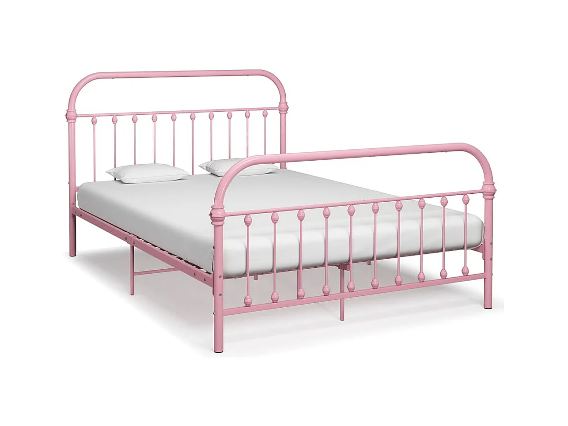 Cadre de lit sans matelas rose métal 120x200 cm