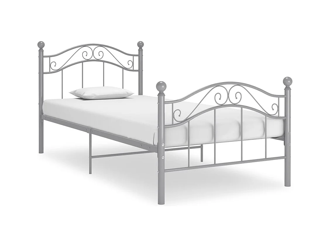Cadre de lit sans matelas gris métal 90x200 cm