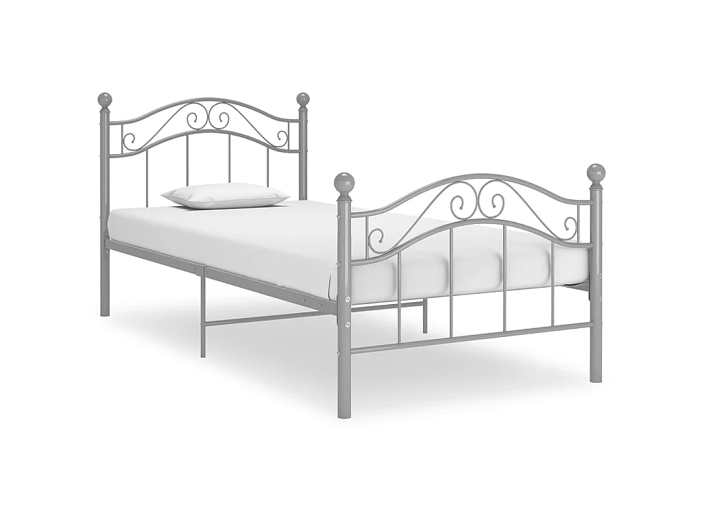Cadre de lit sans matelas gris métal 90x200 cm