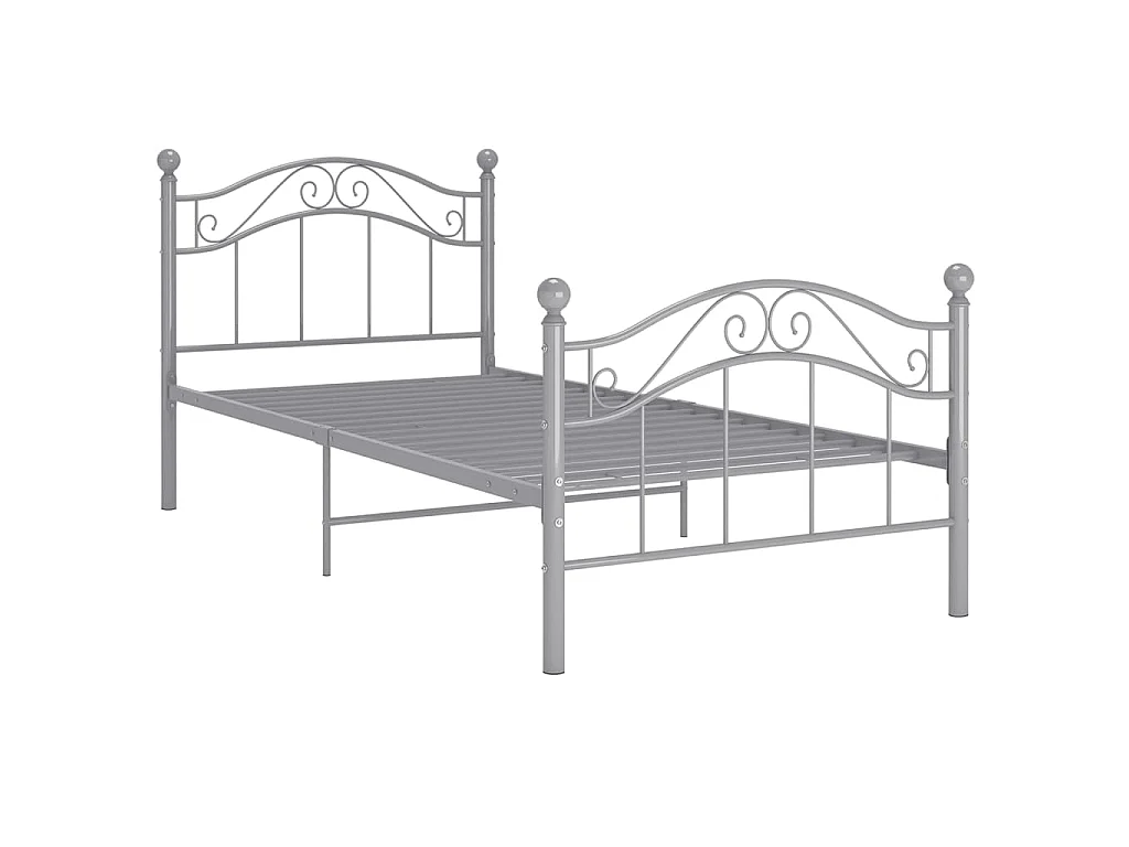 Cadre de lit sans matelas gris métal 90x200 cm