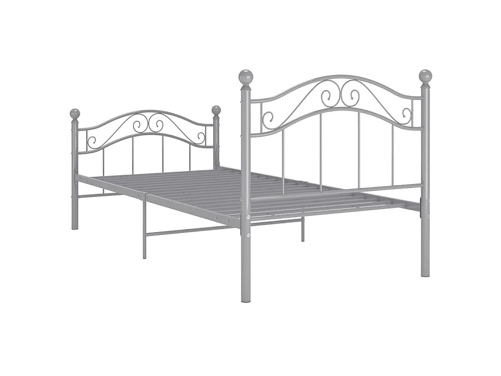 Cadre de lit sans matelas gris métal 90x200 cm