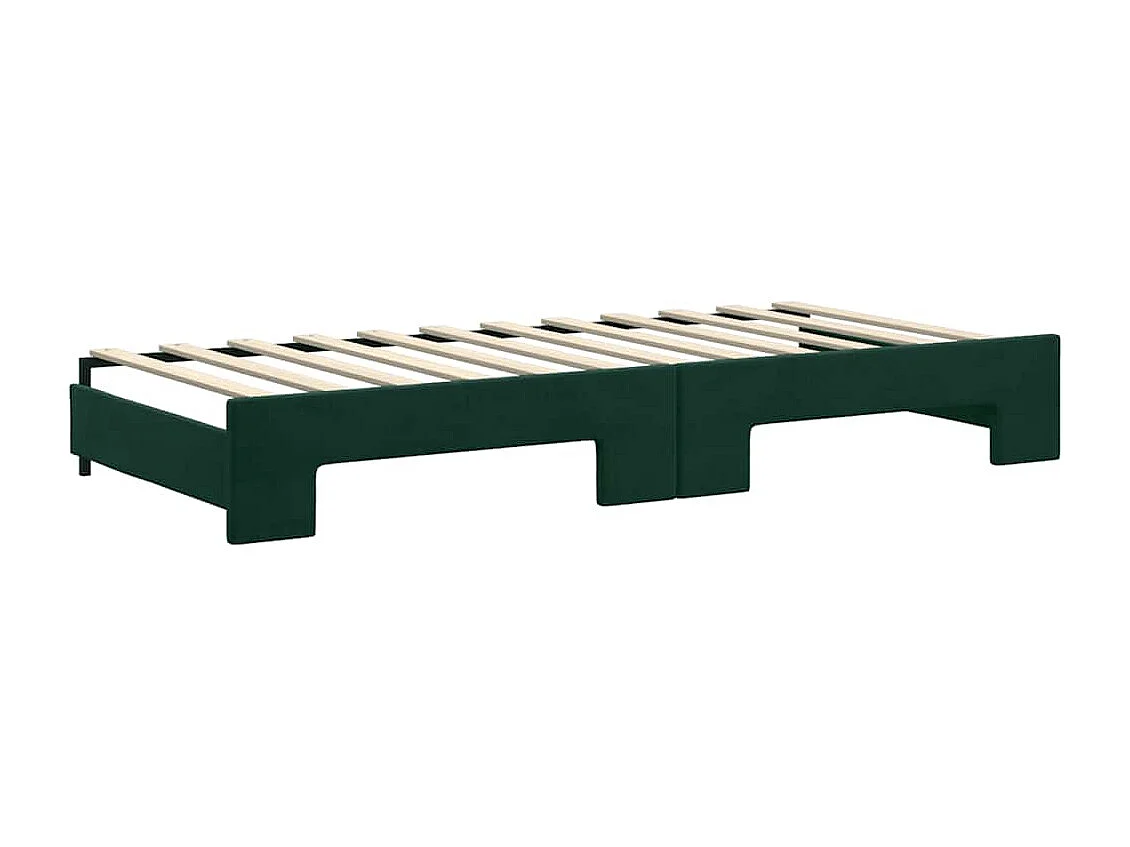Lit de jour avec gigogne et matelas vert foncé 90x200cm velours