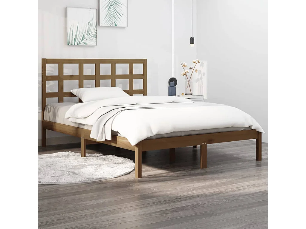 Cadre de lit sans matelas marron miel 120x200 cm bois massif