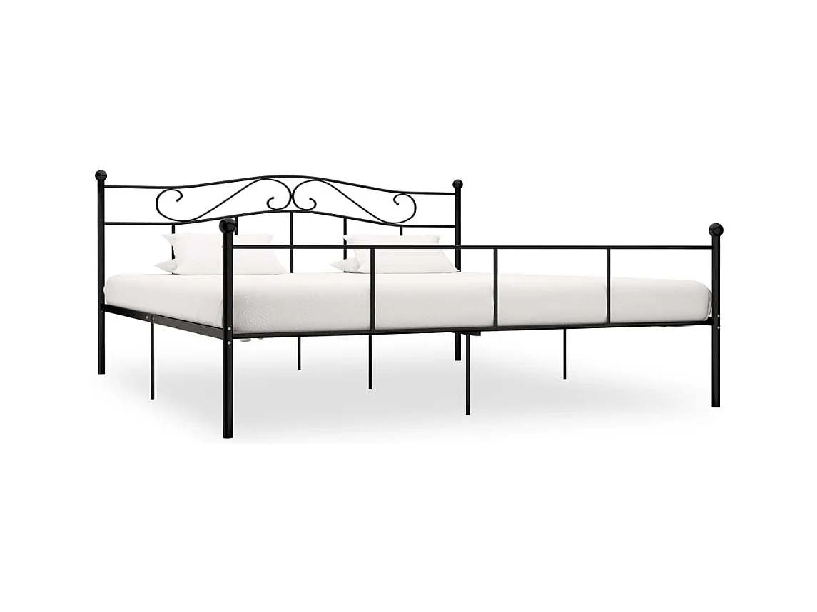 Cadre de lit sans matelas noir métal 180x200 cm