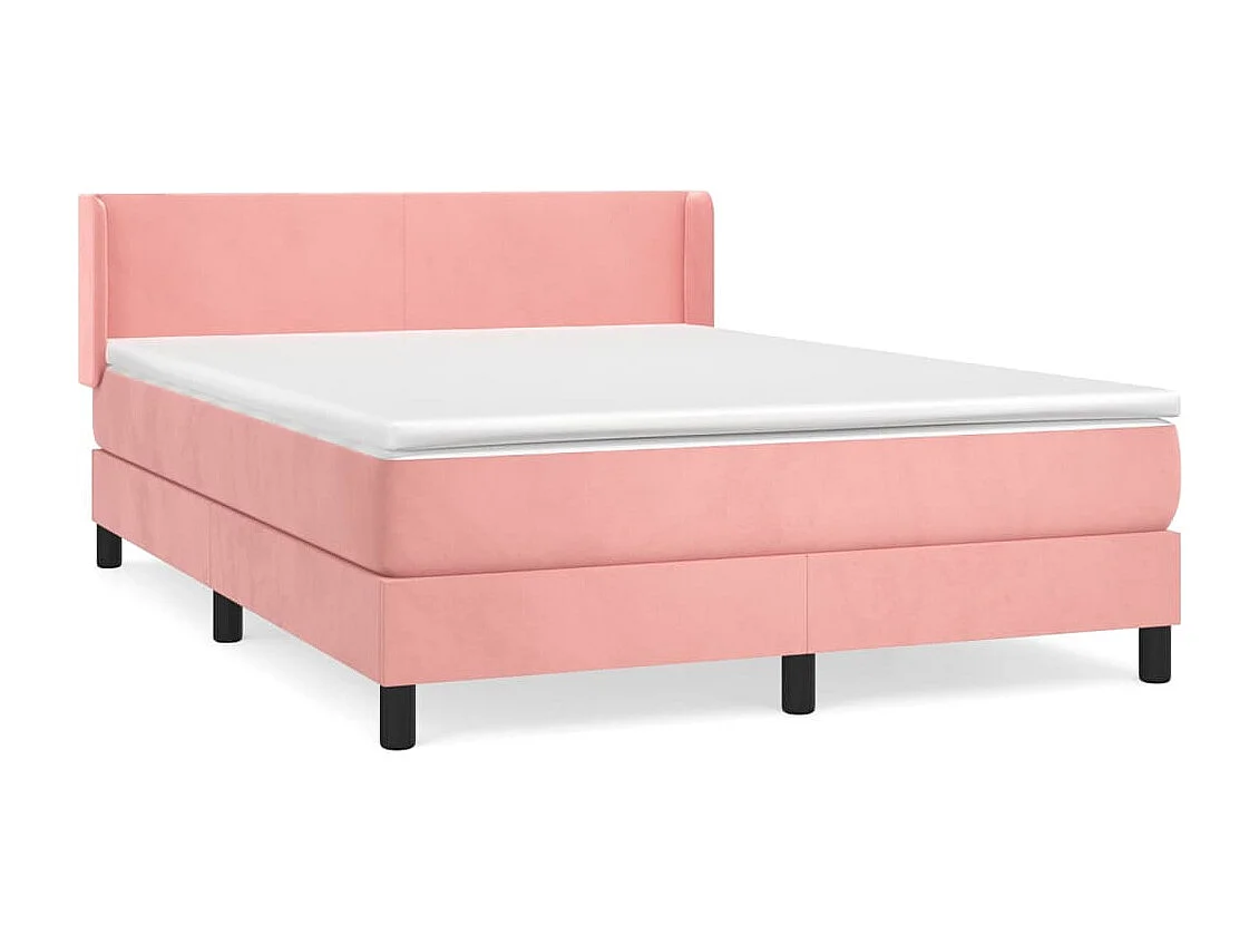 Boxspring met matras fluweel roze 140x190 cm