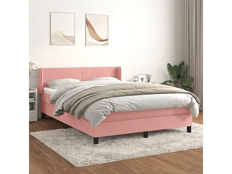 Cama com molas/colchão 140x190 cm veludo rosa