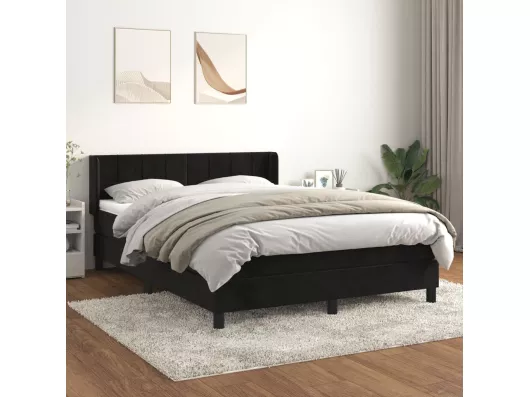 Kauf Unique Boxspringbett mit Matratze Schwarz 140x190 cm Samt