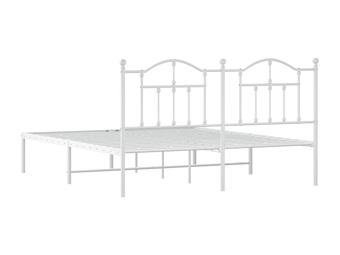 Cadre de lit métal sans matelas et tête de lit blanc 180x200 cm