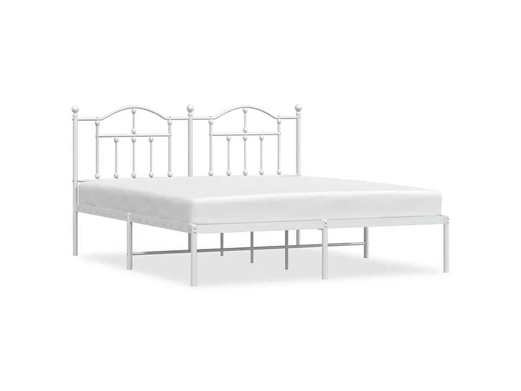 Cadre de lit métal sans matelas et tête de lit blanc 180x200 cm