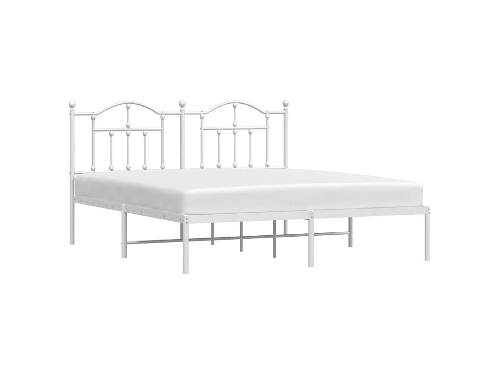 Cadre de lit métal sans matelas et tête de lit blanc 180x200 cm
