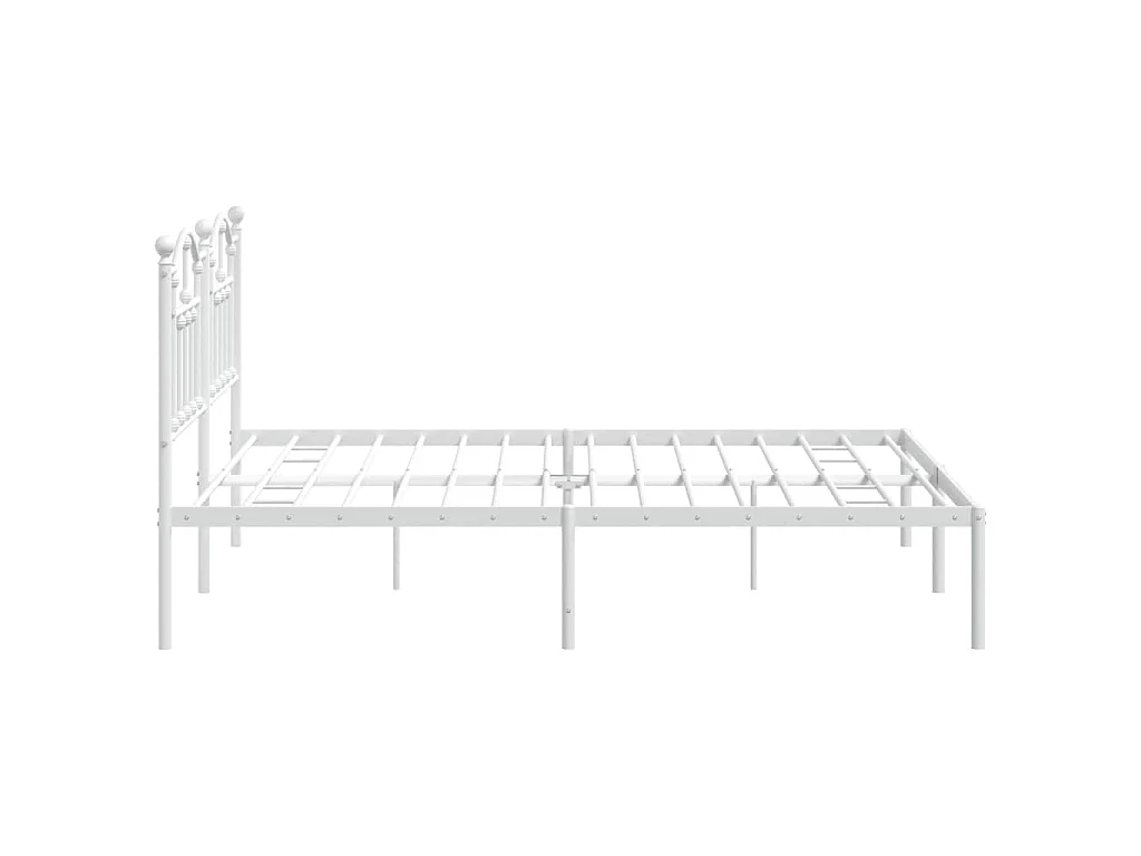 Cadre de lit métal sans matelas et tête de lit blanc 180x200 cm