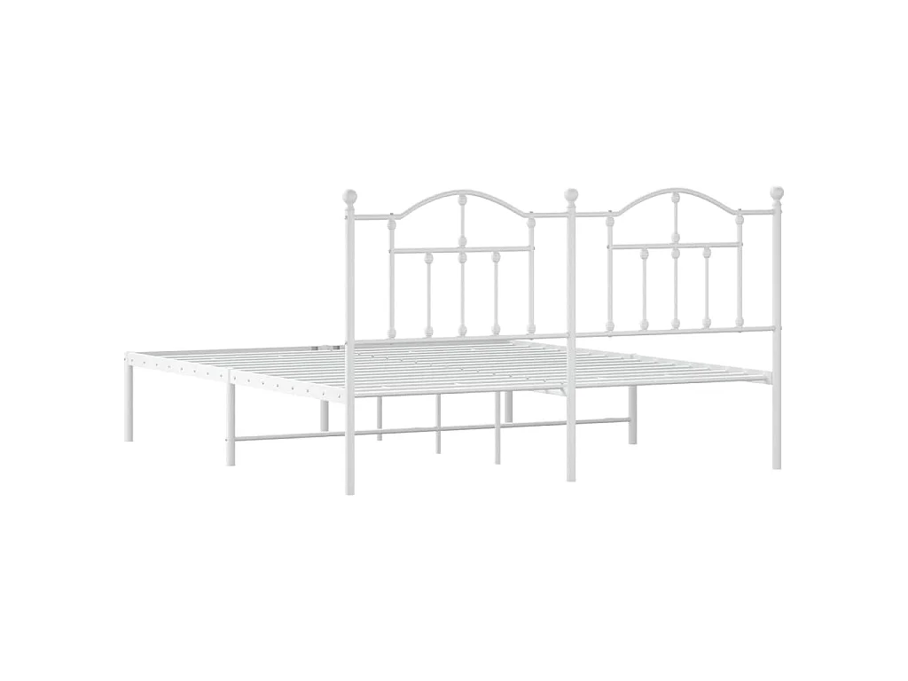 Cadre de lit métal sans matelas et tête de lit blanc 180x200 cm