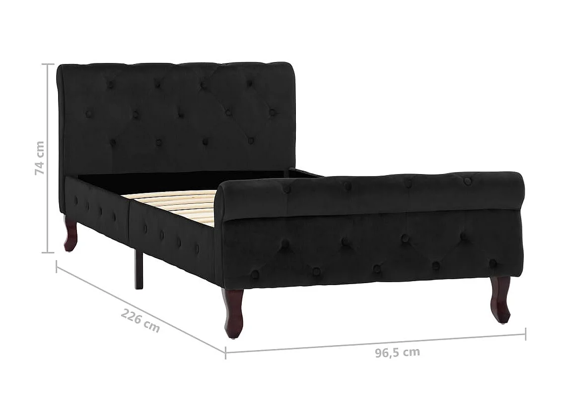 Bettgestell Schwarz Samt 90 x 200 cm