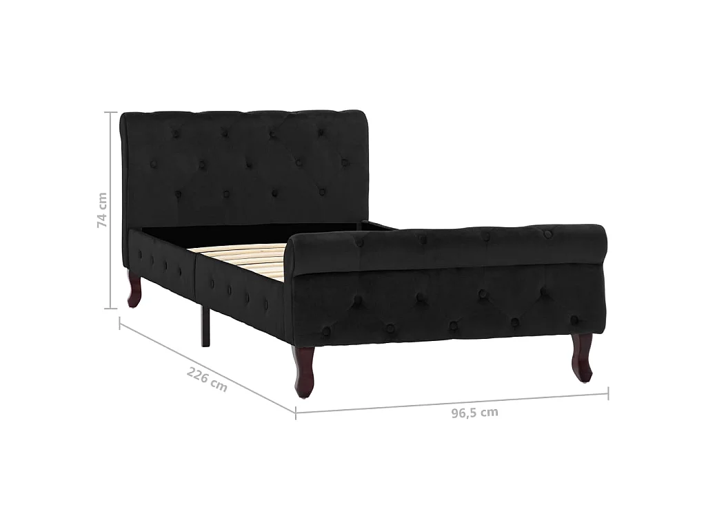 Estrutura de cama 90x200 cm veludo preto