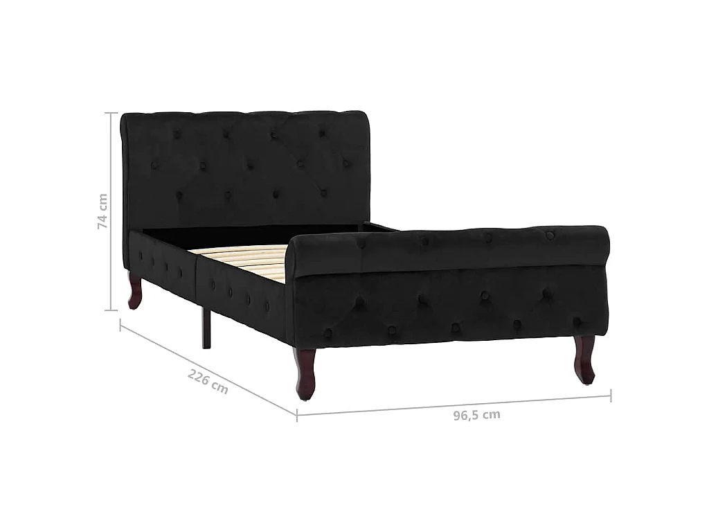 Cadre de lit sans matelas noir velours 90x200 cm
