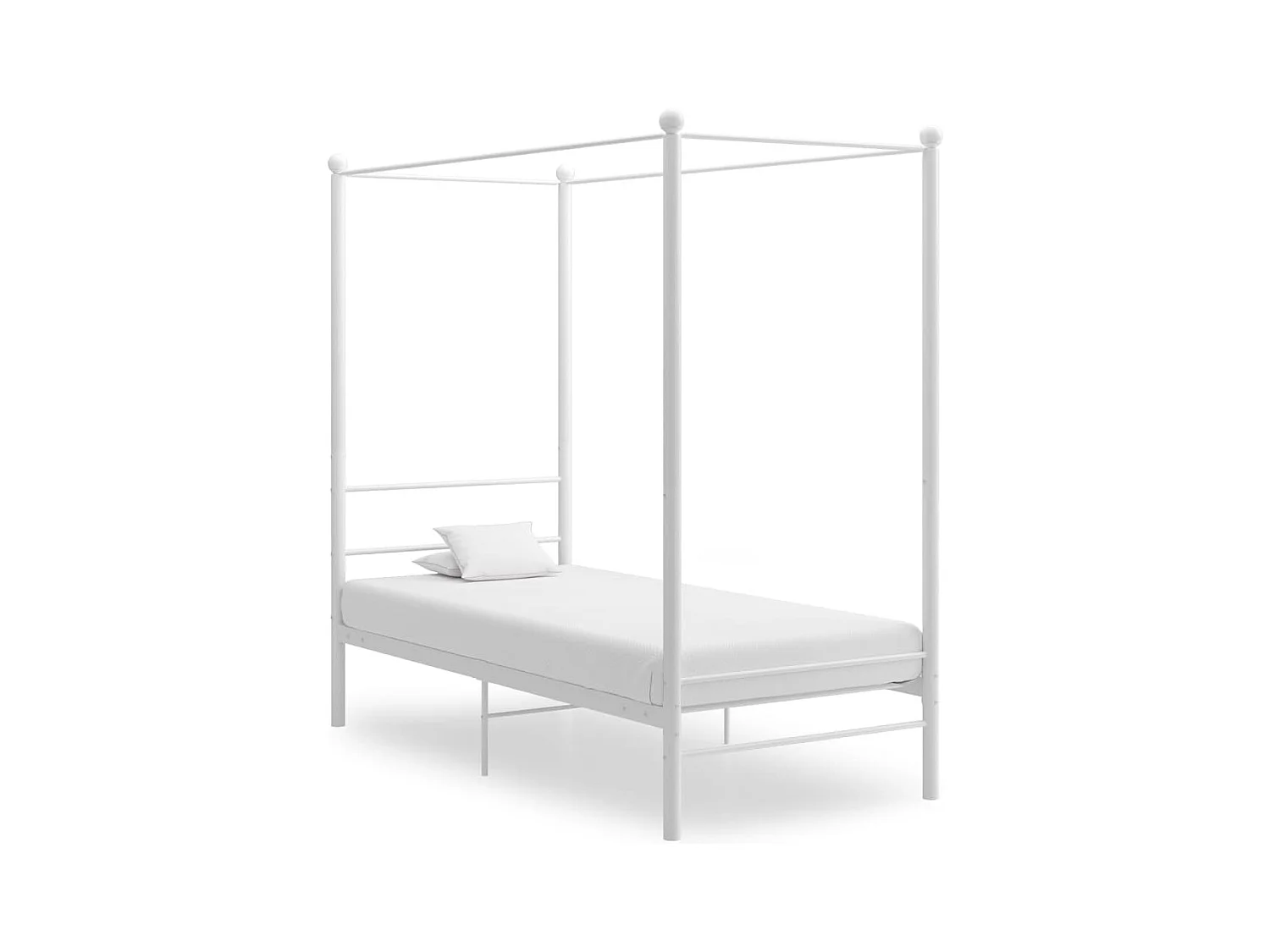 Cadre de lit à baldaquin sans matelas blanc métal 100x200 cm