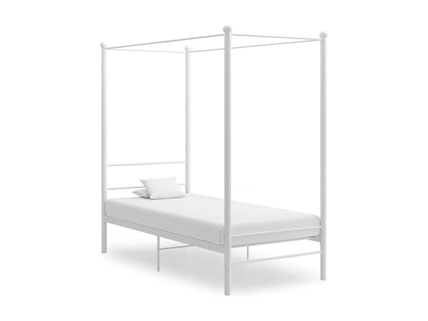 Cadre de lit à baldaquin sans matelas blanc métal 100x200 cm