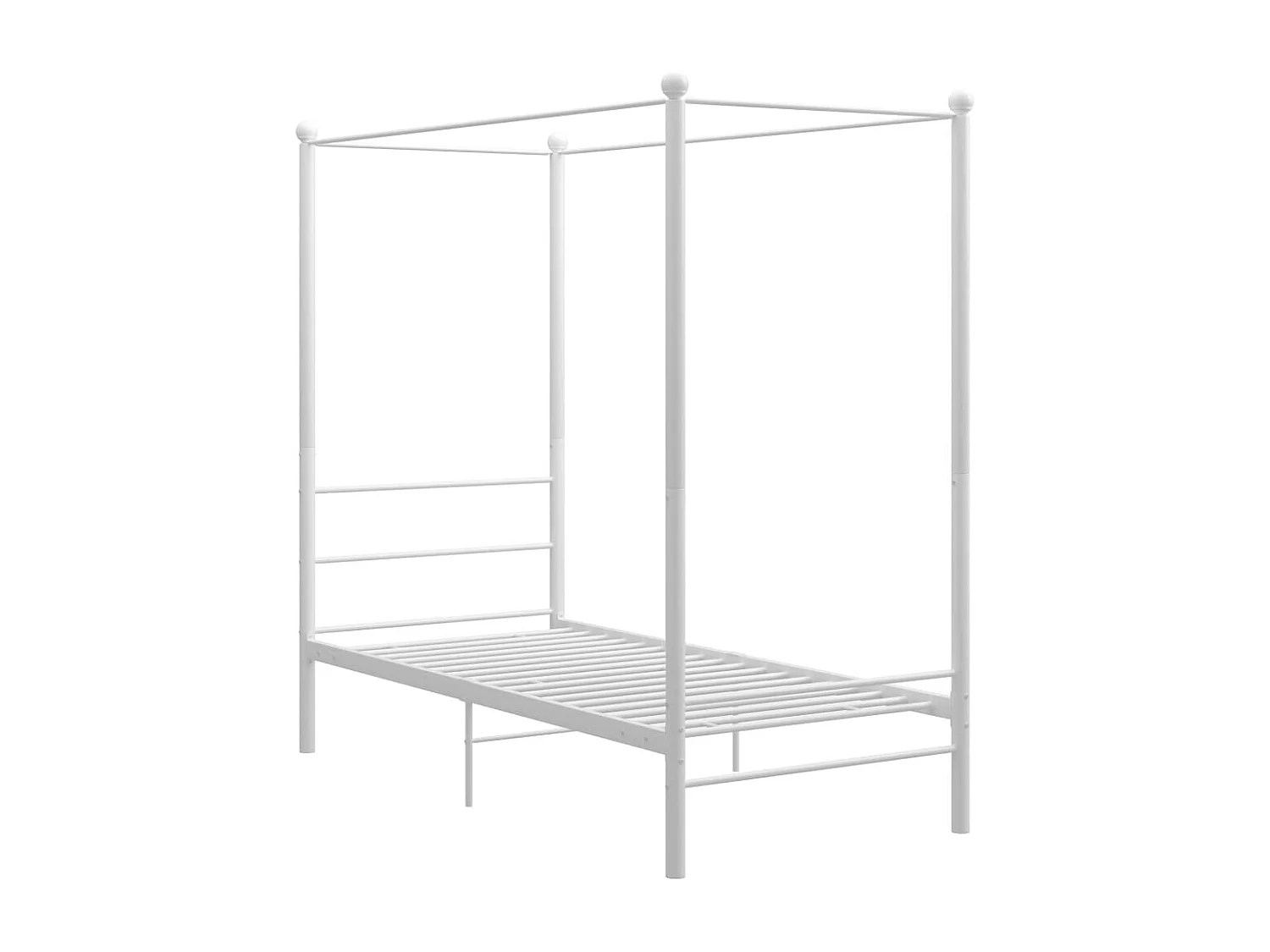 Cadre de lit à baldaquin sans matelas blanc métal 100x200 cm