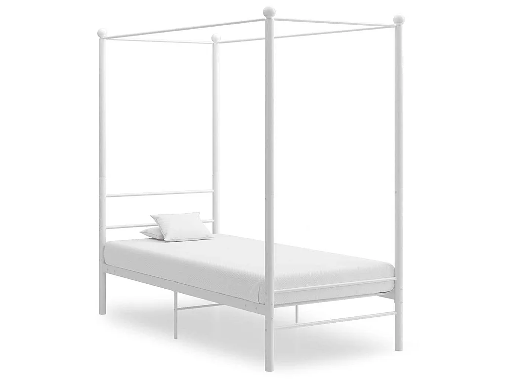 Cadre de lit à baldaquin sans matelas blanc métal 100x200 cm