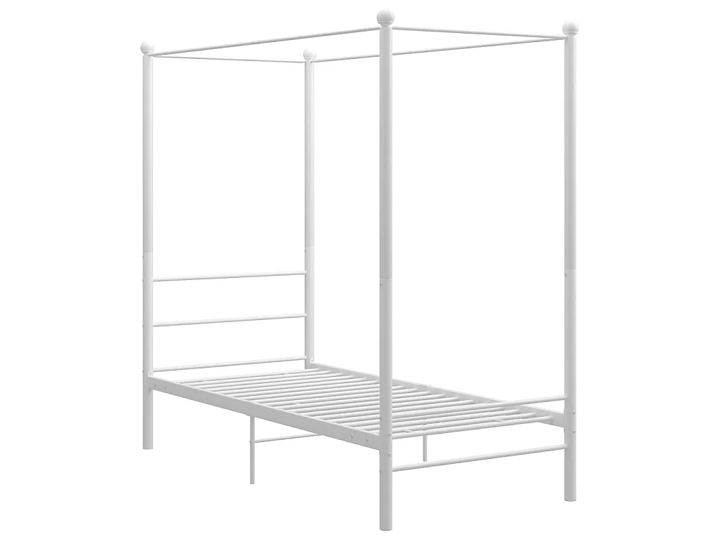 Cadre de lit à baldaquin sans matelas blanc métal 100x200 cm