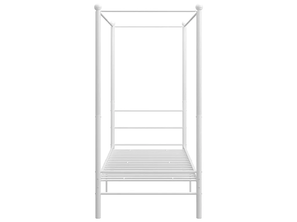 Cadre de lit à baldaquin sans matelas blanc métal 100x200 cm
