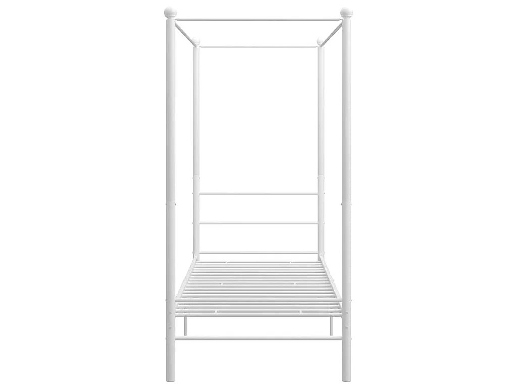 Cadre de lit à baldaquin sans matelas blanc métal 100x200 cm