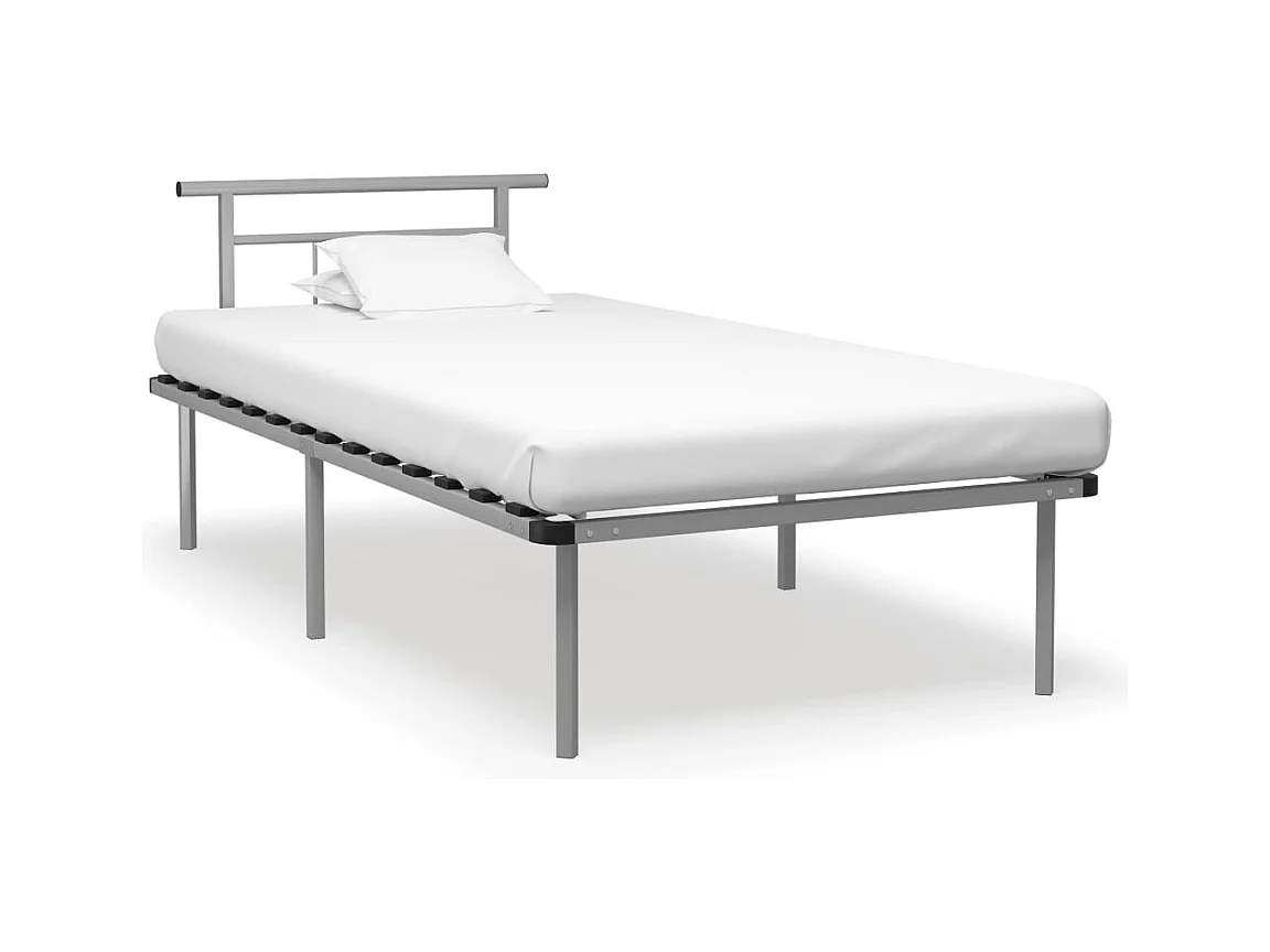 Cadre de lit sans matelas gris métal 100x200 cm
