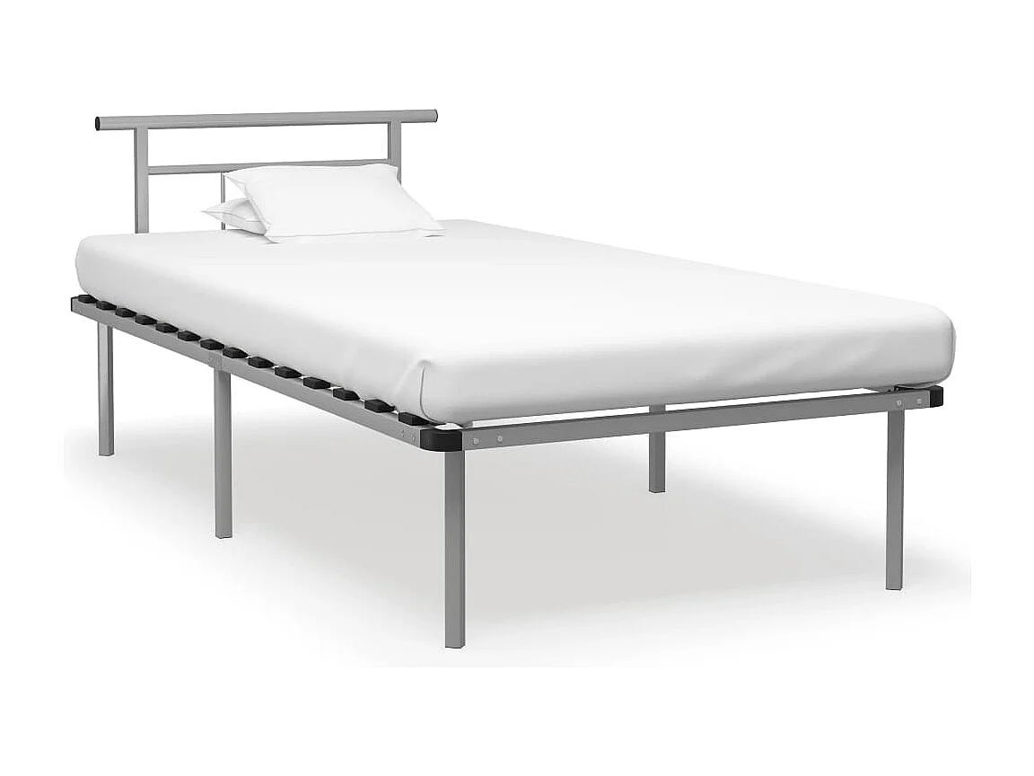 Cadre de lit sans matelas gris métal 100x200 cm
