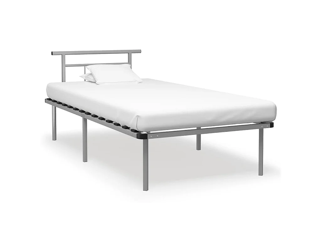 Cadre de lit sans matelas gris métal 100x200 cm