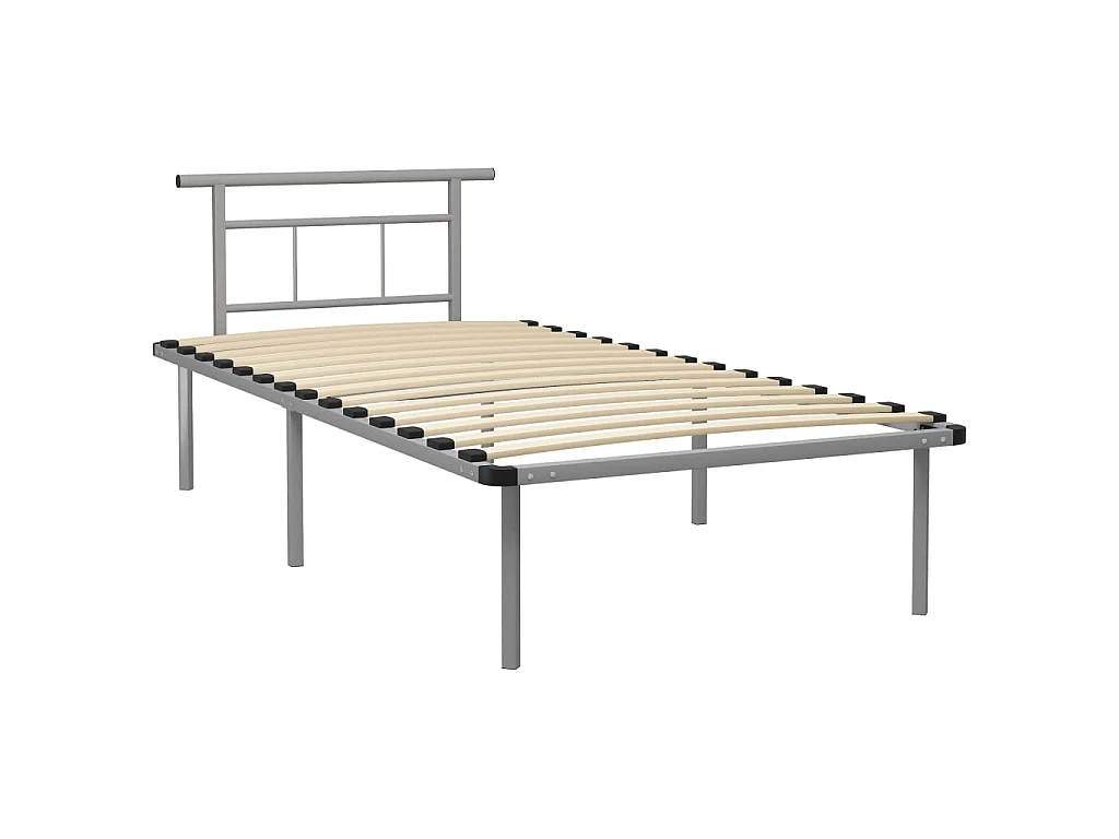 Cadre de lit sans matelas gris métal 100x200 cm
