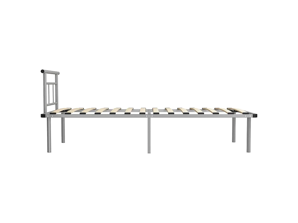 Cadre de lit sans matelas gris métal 100x200 cm
