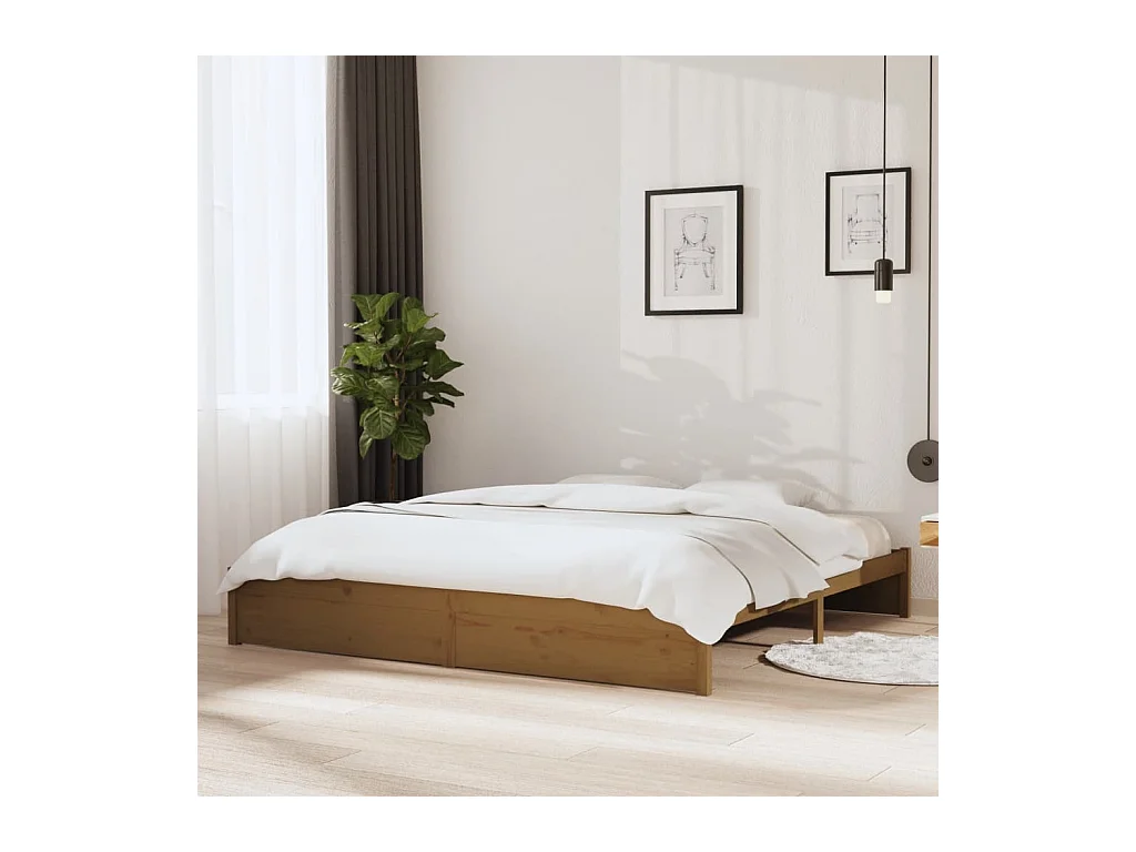 Cadre de lit sans matelas marron miel bois massif 200x200 cm