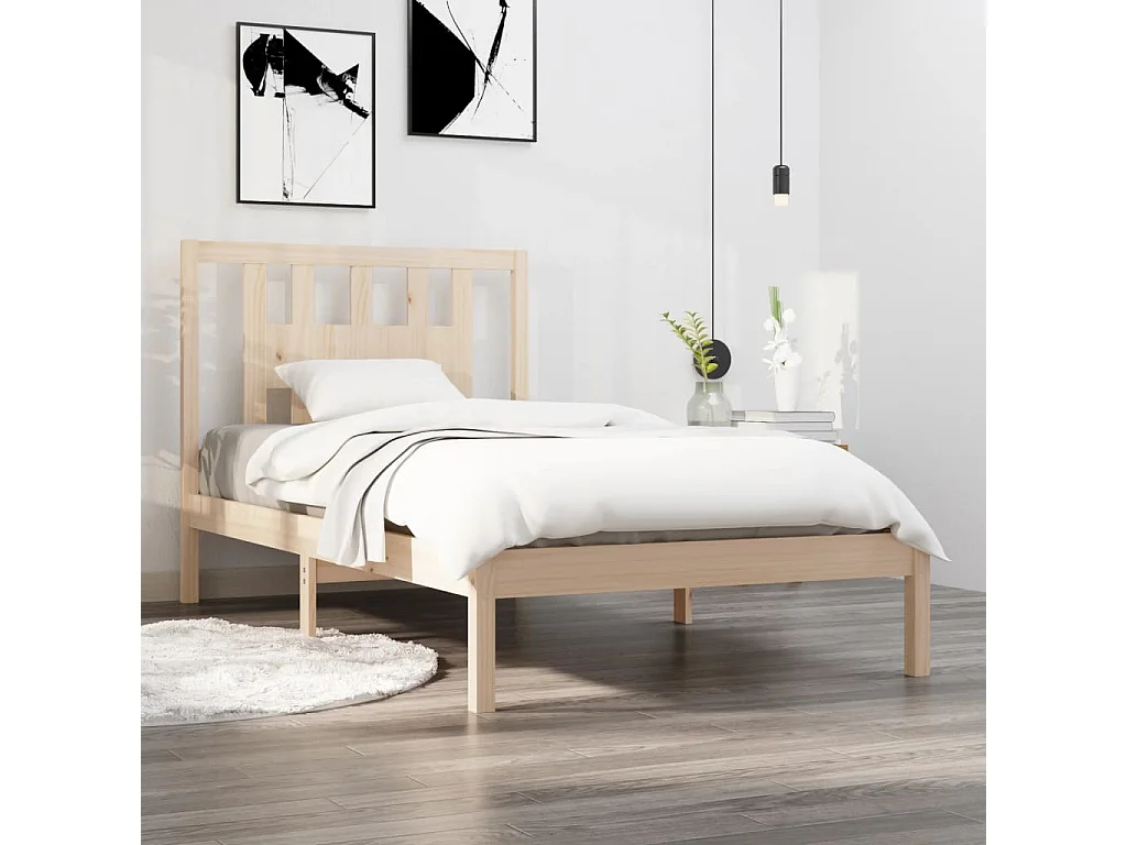 Cadre de lit sans matelas bois massif 100x200 cm