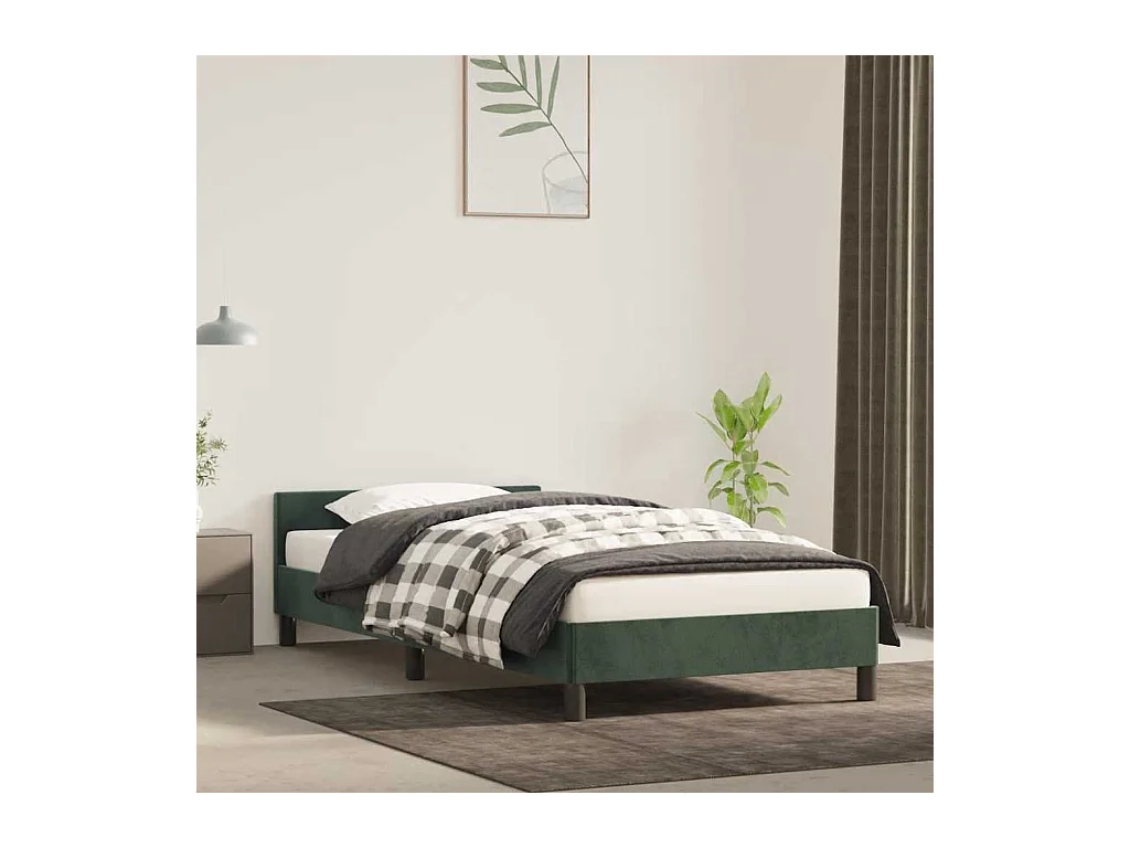 Bedframe zonder matras 90x190 cm fluweel donkergroen
