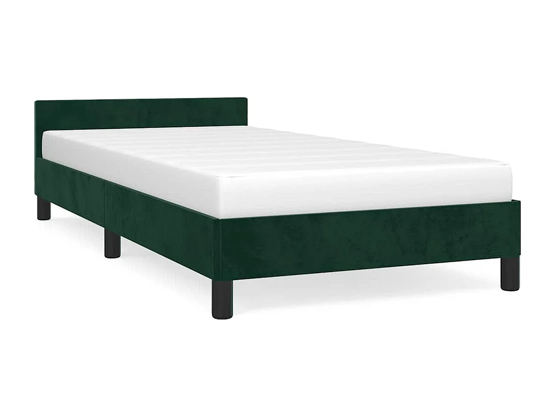 Estrutura de cama sem colchão 90x190 cm veludo verde-escuro