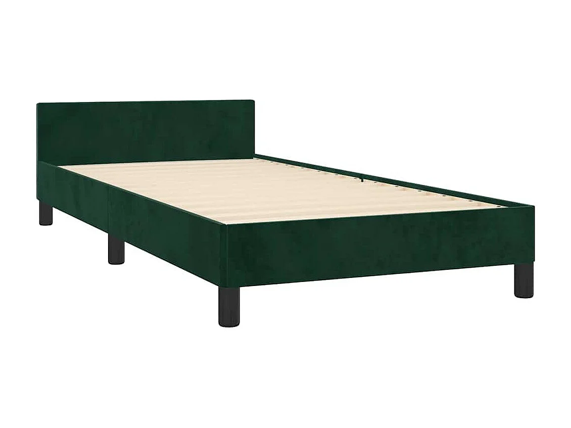 Estrutura de cama sem colchão 90x190 cm veludo verde-escuro